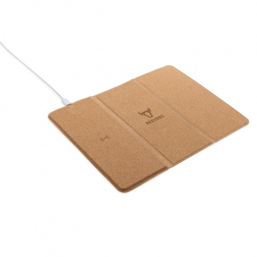 Logotrade advertising product picture of: 10W wireless charging cork mousepad and stand