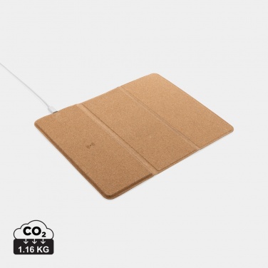 Logo trade promotional gifts picture of: 10W wireless charging cork mousepad and stand