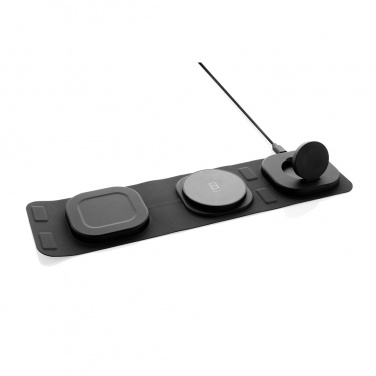Logo trade promotional products image of: Swiss Peak RCS rplastic 3-in-1 wireless 15W travel charger