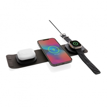 Logo trade promotional gift photo of: Swiss Peak RCS rplastic 3-in-1 wireless 15W travel charger