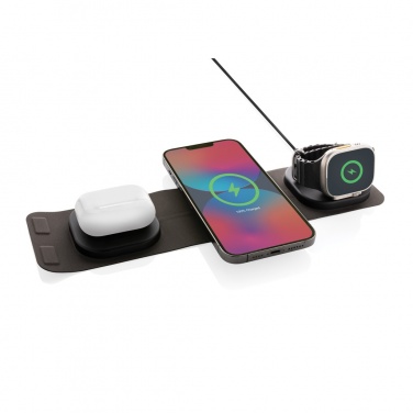 Logo trade promotional merchandise photo of: Swiss Peak RCS rplastic 3-in-1 wireless 15W travel charger