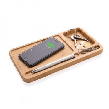 Logotrade corporate gift picture of: Bamboo desk organiser 5W wireless charger