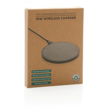 Logo trade promotional item photo of: RCS standard recycled plastic 10W wireless charger