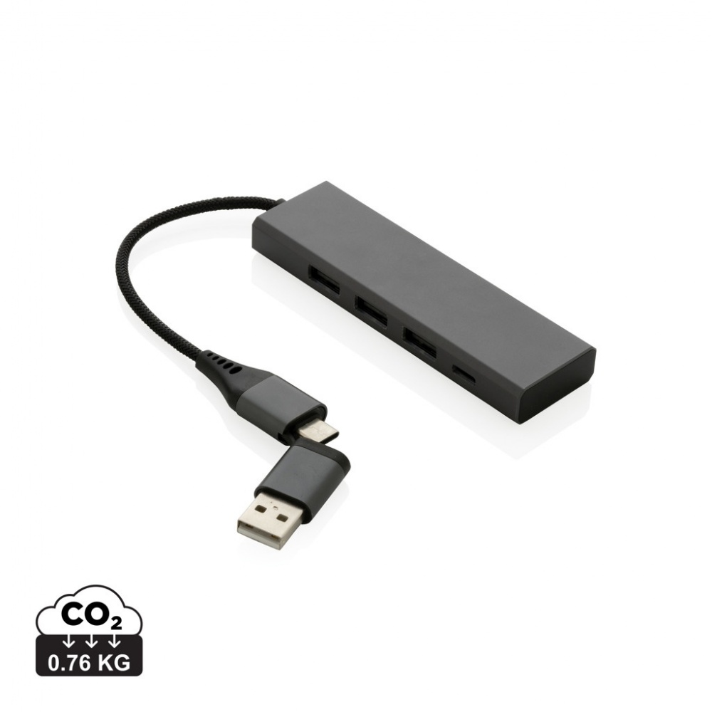 Logo trade corporate gifts image of: Terra RCS recycled aluminium hub with 3 USB ports