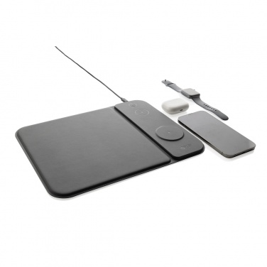 Logotrade promotional merchandise picture of: Swiss peak RCS recycled PU 15W 3 in 1 charging mousepad