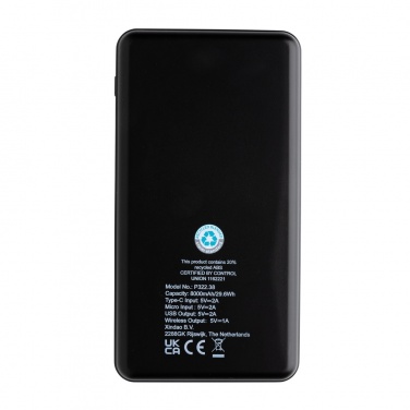 Logo trade promotional items picture of: RCS recycled plastic 8000 mAh Wireless Powerbank
