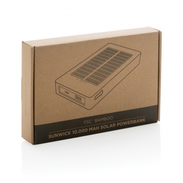 Logo trade corporate gift photo of: Sunwick 10.000 mAh Bamboo solar powerbank