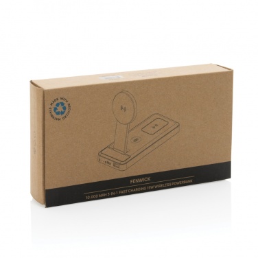 Logo trade promotional merchandise image of: Fenwick RCS recycled plastic 10000mah  3 in 1 fast powerbank