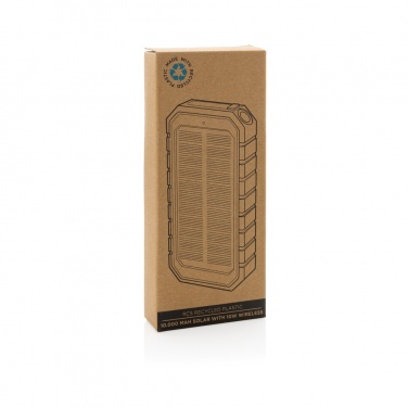 Logotrade promotional gift image of: RCS recycled plastic Solar powerbank with 10W Wireless