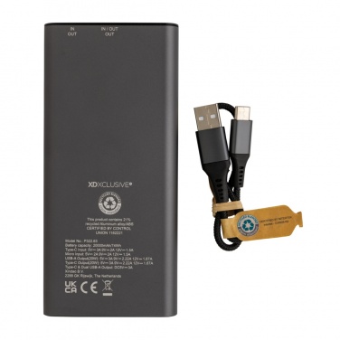 Logotrade advertising products photo of: Terra RCS recycled 20W aluminium powerbank 20.000 mAh