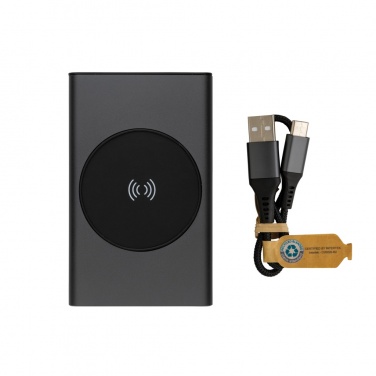 Logo trade advertising products image of: Terra RCS recycled aluminium 5000 mAh powerbank 5W wireless