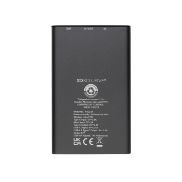 Logo trade corporate gifts picture of: Terra RCS recycled aluminium 5000 mAh powerbank 5W wireless