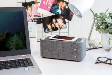 Logo trade business gifts image of: Vogue wireless charging speaker