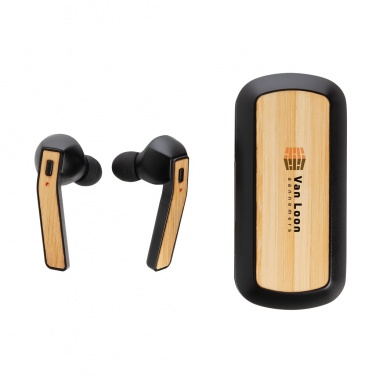 Logo trade advertising products picture of: Bamboo Free Flow TWS earbuds in case