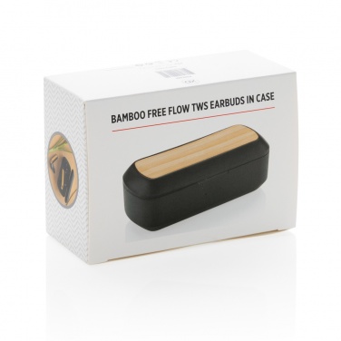 Logo trade promotional gifts picture of: Bamboo Free Flow TWS earbuds in case