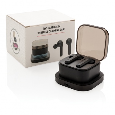 Logo trade promotional products image of: TWS earbuds in wireless charging case