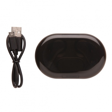 Logo trade promotional products image of: Light up logo TWS earbuds in charging case