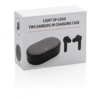 Logo trade promotional gifts picture of: Light up logo TWS earbuds in charging case