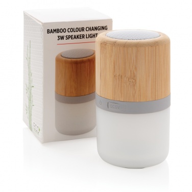 Logo trade promotional gifts image of: Bamboo colour changing 3W speaker light