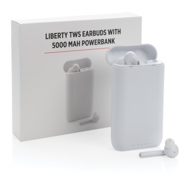 Logo trade promotional giveaways image of: Liberty TWS earbuds with 5.000 mAh powerbank