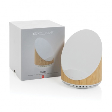 Logotrade promotional gifts photo of: Ovate bamboo 5W speaker with 15W wireless charger
