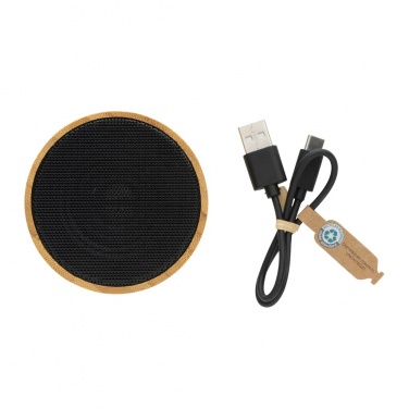 Logotrade promotional item image of: RCS recycled plastic and bamboo 3W wireless speaker