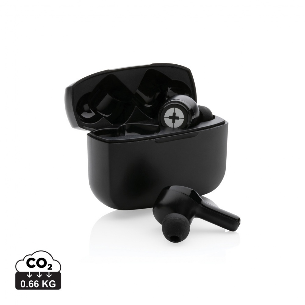 Logo trade promotional gifts image of: RCS recycled plastic Swiss Peak ANC TWS earbuds