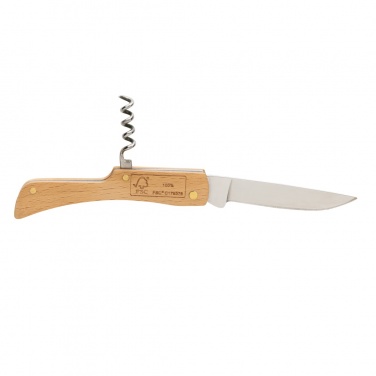 Logo trade promotional merchandise picture of: Wooden knife with bottle opener