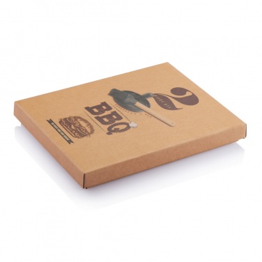 Logo trade promotional products image of: BBQ set with hamburger press and brush