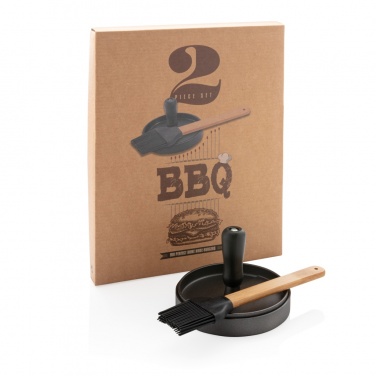Logo trade promotional giveaways image of: BBQ set with hamburger press and brush