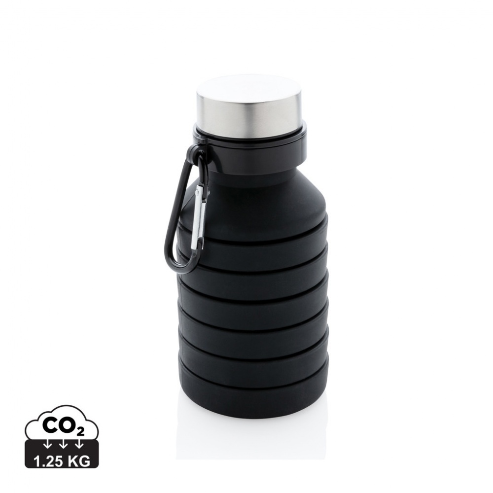 Logo trade business gifts image of: Leakproof collapsible silicone bottle with lid