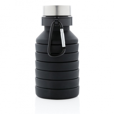 Logo trade business gifts image of: Leakproof collapsible silicone bottle with lid