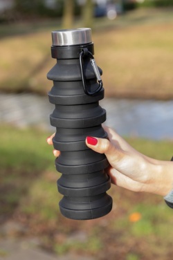 Logo trade promotional giveaways picture of: Leakproof collapsible silicone bottle with lid