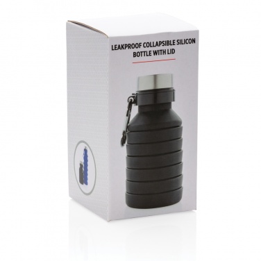 Logo trade promotional merchandise photo of: Leakproof collapsible silicone bottle with lid
