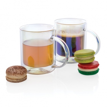 Logo trade promotional merchandise photo of: Deluxe double wall electroplated glass mug