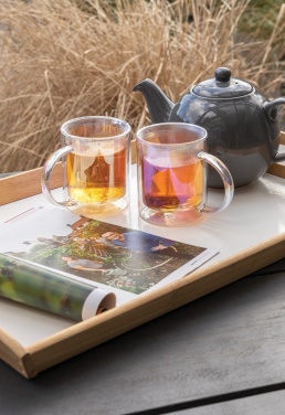 Logo trade promotional giveaways picture of: Deluxe double wall electroplated glass mug