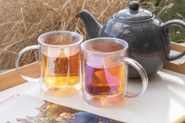 Logo trade corporate gifts picture of: Deluxe double wall electroplated glass mug