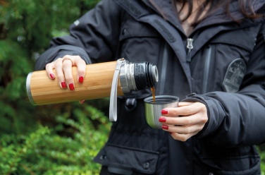 Logo trade promotional giveaways picture of: Bamboo vacuum travel flask