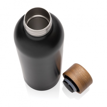 Logo trade corporate gifts picture of: Wood RCS certified recycled stainless steel vacuum bottle