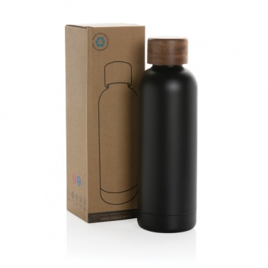 Logotrade promotional gift image of: Wood RCS certified recycled stainless steel vacuum bottle