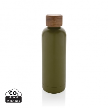 Logo trade advertising products picture of: Wood RCS certified recycled stainless steel vacuum bottle