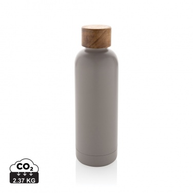 Logo trade promotional products image of: Wood RCS certified recycled stainless steel vacuum bottle