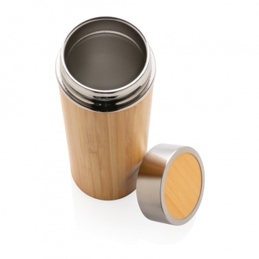 Logo trade promotional products image of: Leak proof bamboo vacuum bottle