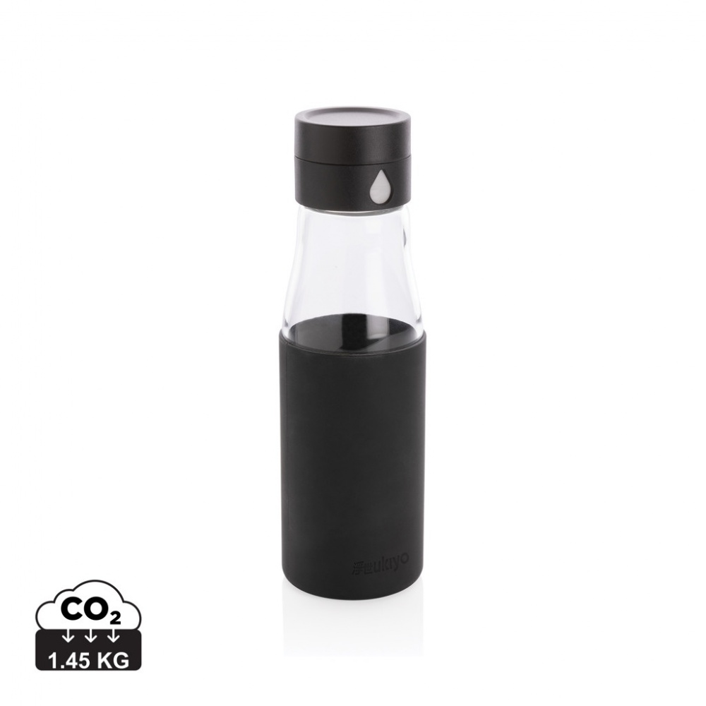Logo trade promotional gifts image of: Ukiyo glass hydration tracking bottle with sleeve
