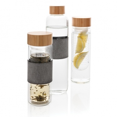 Logo trade promotional gifts image of: Impact borosilicate glass bottle with bamboo lid