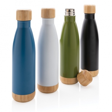 Logo trade promotional gifts image of: Vacuum stainless steel bottle with bamboo lid and bottom