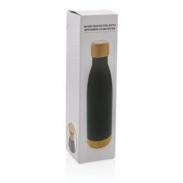 Logo trade promotional merchandise image of: Vacuum stainless steel bottle with bamboo lid and bottom