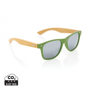 Logo trade business gifts image of: Bamboo and RCS recycled plastic sunglasses