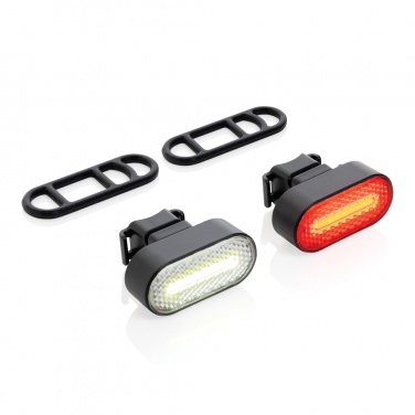 Logotrade promotional gift picture of: Lumino RCS recycled plastic USB re-chargeable bike light set