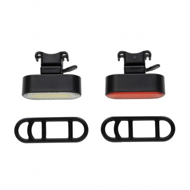 Logo trade promotional giveaway photo of: Lumino RCS recycled plastic USB re-chargeable bike light set